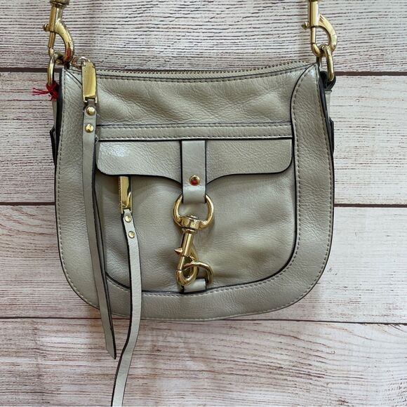 REBECCA MINKOFF LEATHER SADDLEBAG WITH DOG CLIP IN CREAM - Picture 3 of 13